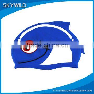 China Wholesale silicone swim cap For Kid, Customize printing silicone swimming cap