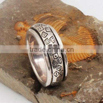 Unique 'Dice' Tattoo Big 925 Sterling Silver Ring with High Quality