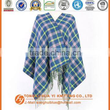 fashion soft wholesale blue loop yarn woven square shawl