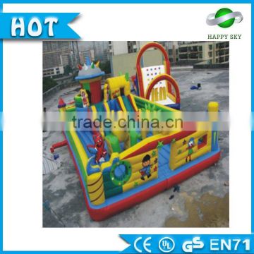 Popular 0.55mm PVC custom inflatable funny playground, inflatanble cartoon amusement park for sale