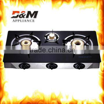 Wholesale india stove 3 brass burner tempered glass gas cookers