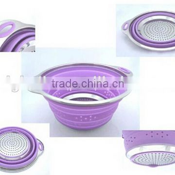 Collapsible Stainless Steel Colander Silicone Colander