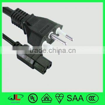 Hot selling Brazil power cable with UC 3 pin male plug to IEC C15 connector
