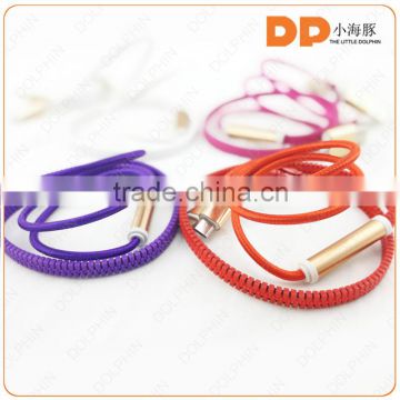 Hot sale zipper cable earphone colorful wire in ear metal earphone headphone for huawei mate 8