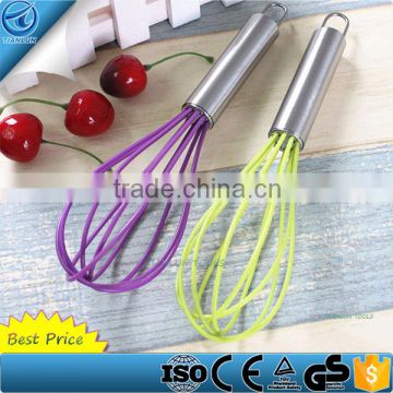 Stainless Steel Silicone Wire Egg Whisk,Manual egg beater for cookware,Non-Stick Colorful Egg Mixers