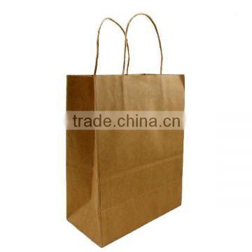 Top quality brown color craft paper handle bag made in china
