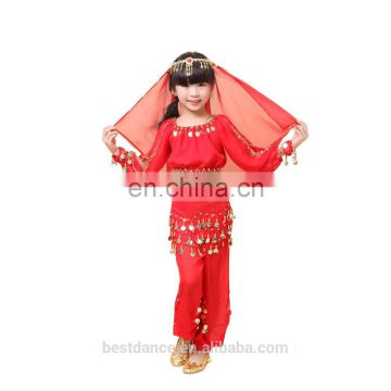 BestDance children belly dance costume wear indian belly dance costume for kids long sleeve tops, belt and pants OEM