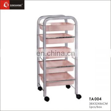 high quality stainless steel salon trolley and carts with wheels in guangzhou