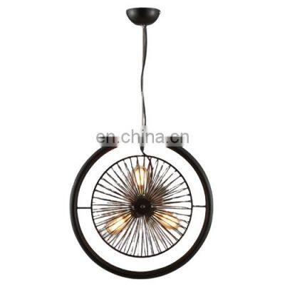 Tonghua Vintage Iron Cage Fan Shape 3 Heads Dinning Room Restaurant Coffee Round Indoor Hanging Edison Bulb Pendants Lamp