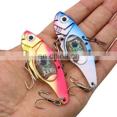 80mm 31g Wholesale Metal vib  LED Light 100 Hours Working Time Fake Lure Electronic Fishing Bait