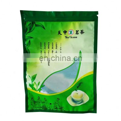 Custom printed tea translucent laminated three side seal flat plastic packaging zipper pouches