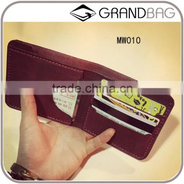 guangzhou supplier vintage cowhide leather men's wallet driving license bifold short wallet