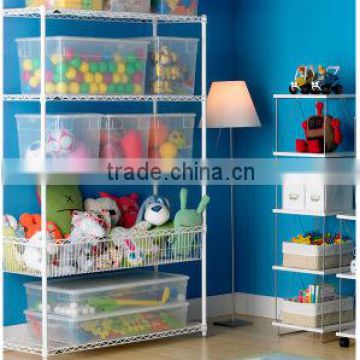 chrome wire shelving for children toys storage/display