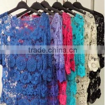 Instyles <span class="wholesale_product"></span> Women Blouse Spring Summer Crochet Lace Tops Hollow Out Lac Clothing