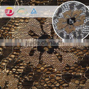 wholesale in stock cheap nylon poly mesh gold glitter lace fabric for dress