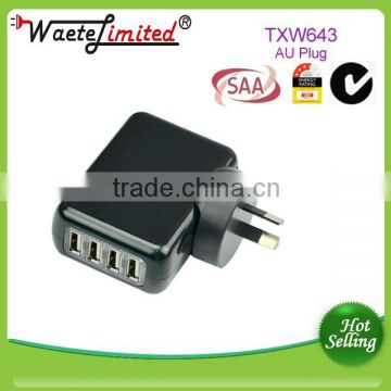 SAA Certified 4 USB Port Wall Charger For Australia And New Zealand