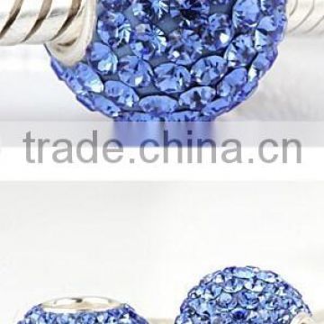 High Quality 4.5mm sterling silver europen blue crystal beads