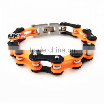 Fashion Jewelry 316L stainless steel bracelet orange link and bead bracelet design for women