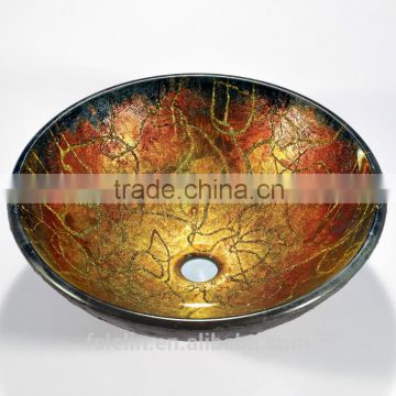 Foshan glass art basin with handpainted & glass wash basin vanity LH-075