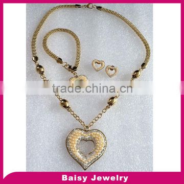 Wholesale latest design high quality stainless steel 18k gold full jewelry set