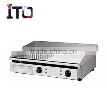 CH-822 Table Top Commercial Electric Griddle Grill ( Half Grooved & Half Flat )