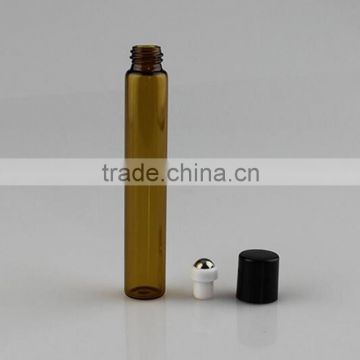 Wholesale High Quality Roll on 10ml Amber Glass Bottle with stainless steel balls and aluminum cap