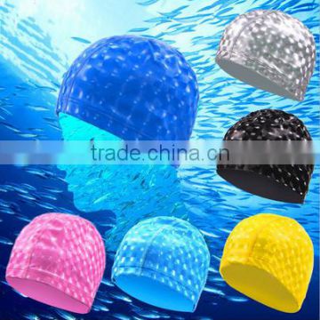2015 New Product Unisex Silicone Pure Color Elastic Waterproof Swimming Cap