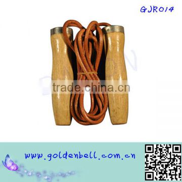 Deluxe Genuine Leather Wooden Handle Jump Rope