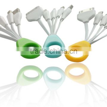 Promotion 4 in 1 Multiple USB Charging Cable Adapter Connector with 8 Pin Lighting / 30 Pin / Micro USB / Mini USB Ports