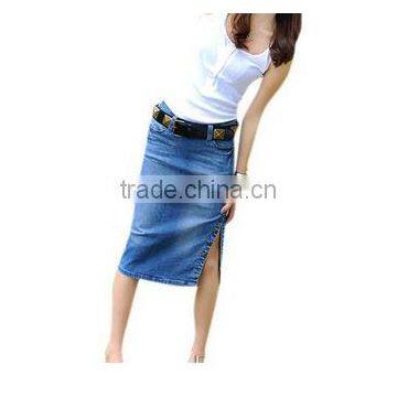 Women's Side Slit Pencial Denim Skirt