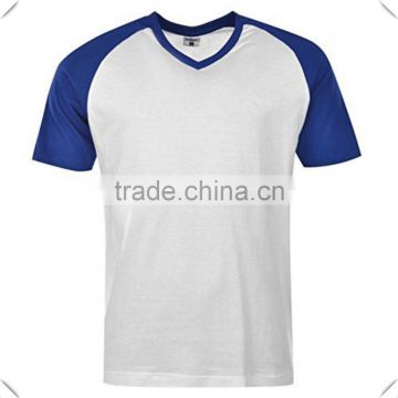 Custom supreme lightweight cotton performance men's V neck raglan short sleeve t shirts screen print