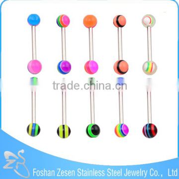 316L Stainless Steel Barbell Rainbow UV Double Ball Tongue Piercing