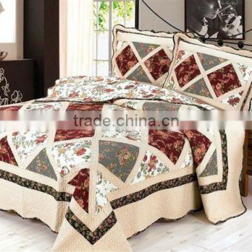 classic print cotton patchwork quilt bedspread 3pc bed set