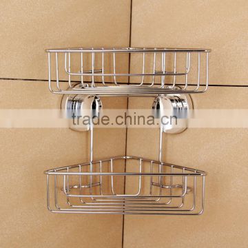 2 tiers suction cup stainless steel mesh bathroom corner shower caddy