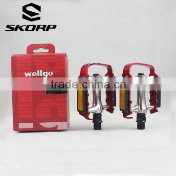 WELLGO Road MTB Bicycle Pedals Anodized Aluminium Red Bike Pedal