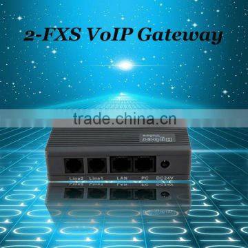 2 ports Fxs gateway support H.323/SIP for low calling cost