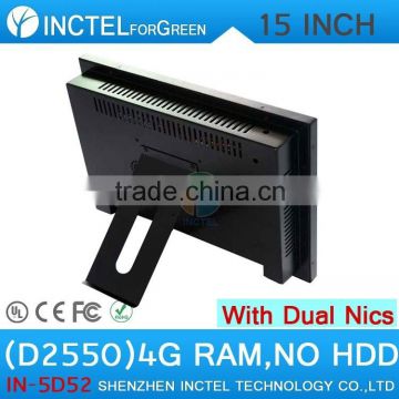 2015 NEW Desktop computer touchscreen all in one computer with 5 wire Gtouch 15 inch 6COM LPT 4G RAM ONLY Dual 1000Mbps Nics