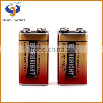 Well packed metal jacket 240min zinc carbon battery 9v size