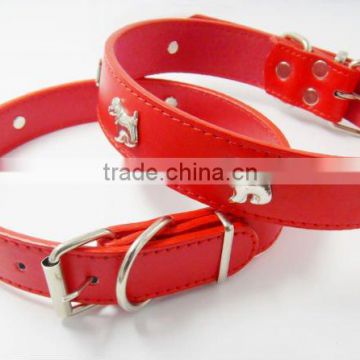 fashion adjustable pet collar with metal animal badge