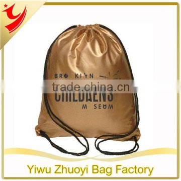 Promotional Large Cute Satin Drawstring Backpack Bags in Bright Color