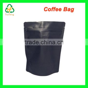 High Barrier Stand Up Foil Coffee Bags Pouches w/ Valve, Matte Black