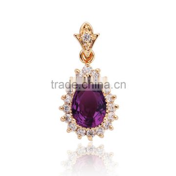 2016 Alibaba gemstone pendant necklace 18k yellow gold plated purple glamour