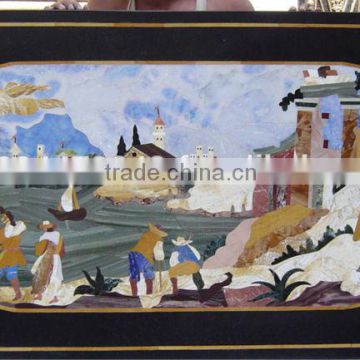 Rectangle Marble Inlay Table Top, marble murals