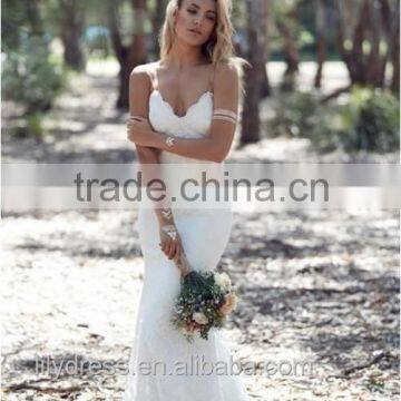 Charming Sexy Lace Mermaid Bohemian Wedding Dress 2016 Spaghetti Strap Backless Vestidos De Novia Free Shipping Hot Sale ML041