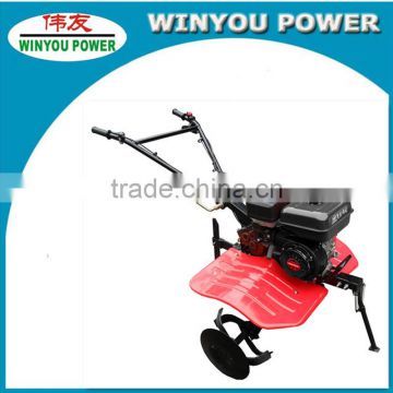 rotary tiller powered by 4-stroke 7hp gasoline engine.