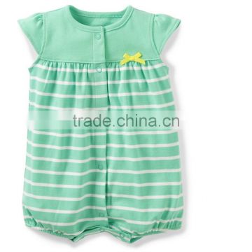 Factory price high quality cotton breathable baby girl romper stripe bodysuit for kids jumpsuit