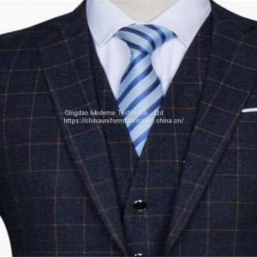 Fashion Modern Checked Worsted Wool Suiting Fabric