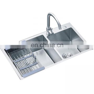 7843 kitchen products double bowl stainless steel kitchen sink with faucet