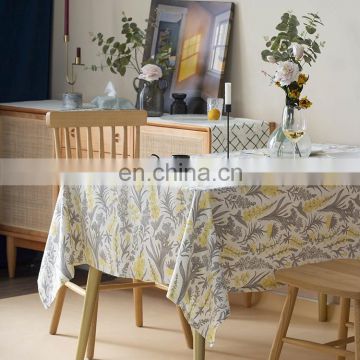 Customized indoor outdoor use plant pattern table cover 100% cotton waterproof tablecloth for garden decor