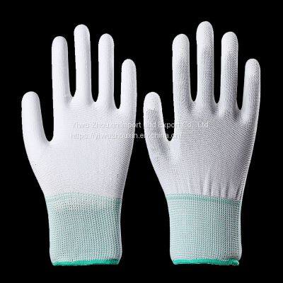 PU palm gloves are white and dust-free, and PU finger gloves are coated with antistatic coating in electronic factories